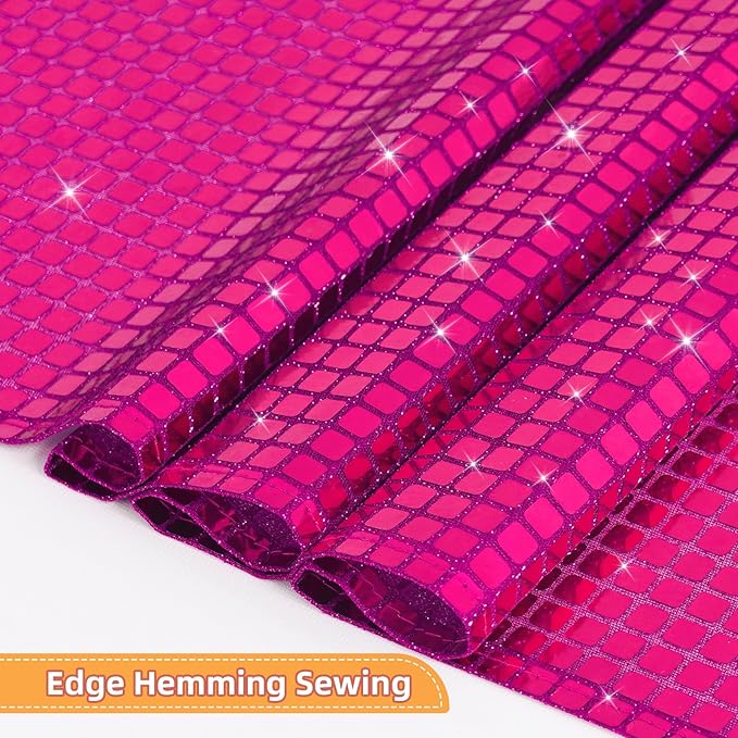 SquarePie Disco Table Runner 6 Pack - Hot Pink Mirror Sequin Glitter Foil Runner for Disco Party Decor Retro 70s 80s Theme, Bachelorette Birthday Dance Decoration 12x108 Inch