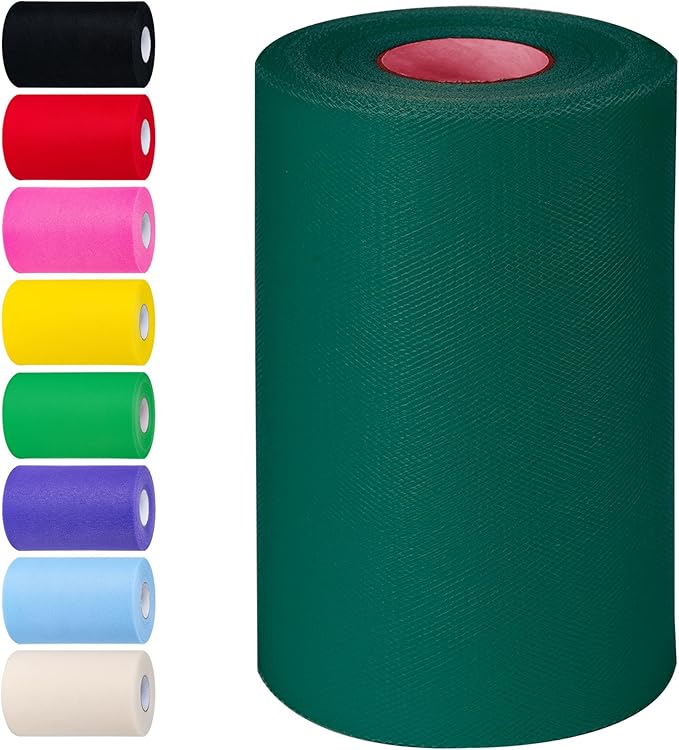 Blackish Green Tulle Fabric Rolls 6 Inch by 100 Yards (300 feet) Tulle Roll Spool Fabric for DIY Tutu Skirt Baby Shower Birthday Party Wedding Decorations Christmas Craft Supplies (Blackish Green)