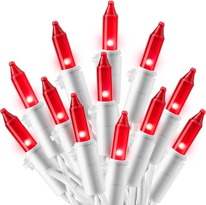 Joiedomi Christmas String Lights Indoor,100 Count Mini Red Light,21.4 FT Lighting Decor for Patio Dorm Classroom Bedroom Holiday Wedding Party Garland Birthday Festival,White Wire