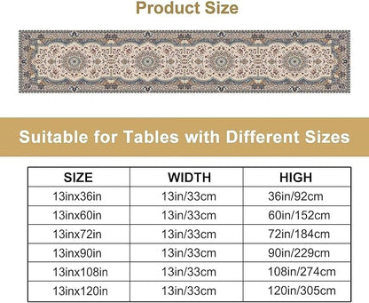 Boho Vintage French Table Runner,Retro Flower Rustic Country Style Floral Print Pattern for Home Kitchen Table Decor Dining Coffee Room Garden Party Decor 13x120in