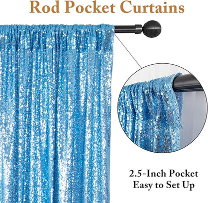 ShinyBeauty Sequin Curtains Baby Blue 2FTx8FT 4 Panels Sequin Backdrop for Photograph Shimmer Wall Light Blue Glitter Backdrop Curtains for Baby Shower Sequins Backdrop Backgrounds