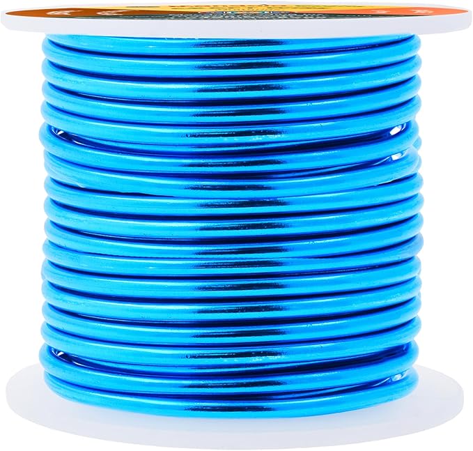 Mandala Crafts 8 Gauge Anodized Aluminum Craft Wire for Jewelry Making - 32 FT Colored Flexible Bondi Blue Wire - Bendable for Bonsai Armature Crafting Sculpting