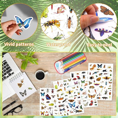 Insect Animals Stickers 840 Count Insect Bug Butterfly Animal Stickers Party Favors Gifts Sticky Decor for Scrapbook Calendar Planner Gift Wrap Decor