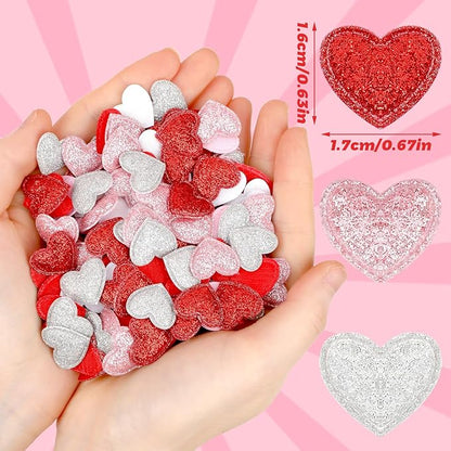 MARFOREVER Valentine's Day Felt Confetti, Glitter Heart Decorations, Foam Hearts, Romantic Shape Balls Sprinkles for Wedding, Valentines, Galentine's Day Supplies
