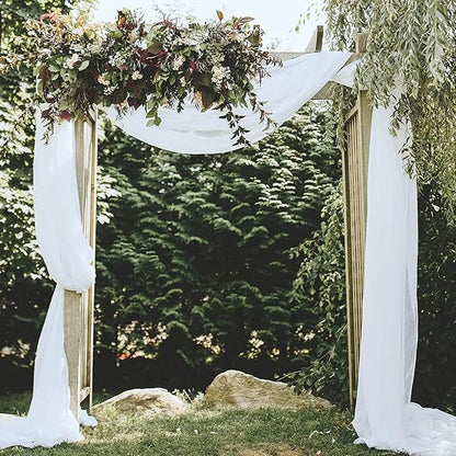 White Wedding Arch Draping Fabric 20Ft Long Chiffon Fabric Drapes 2 Panels White Chiffon Drapes for Romantic Wedding Ceremony Reception Swag Chiffon Fabric Drape for Party Ceremony Arch Stage