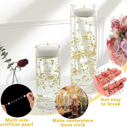 50 PCS Artificial Floating Beads for Centerpieces Vases, Dark Purple 8+3mm String Beads for Wedding Party Faux Pearl String for Decorating, String Pearls for Crafts Vase Filler