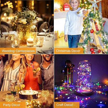 btfarm 30 Pack Fairy Lights Battery Operated [3 Modes], 7ft 20 Led Twinkle Lights String Lights Waterproof Bulk Small Mini Silver Wire for Christmas Mason Jars Wedding Table Centerpiece