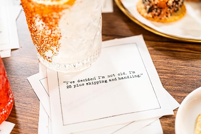 Five Star Napkins 30th Birthday Quotes White Cotton Cocktail Napkins, Beverage Napkins, Bar Napkins, Cloth Napkins, Party Napkins, Events, Holidays, Weddings, Birthdays, Disposable, 4.5" x 4.5"- (50x)