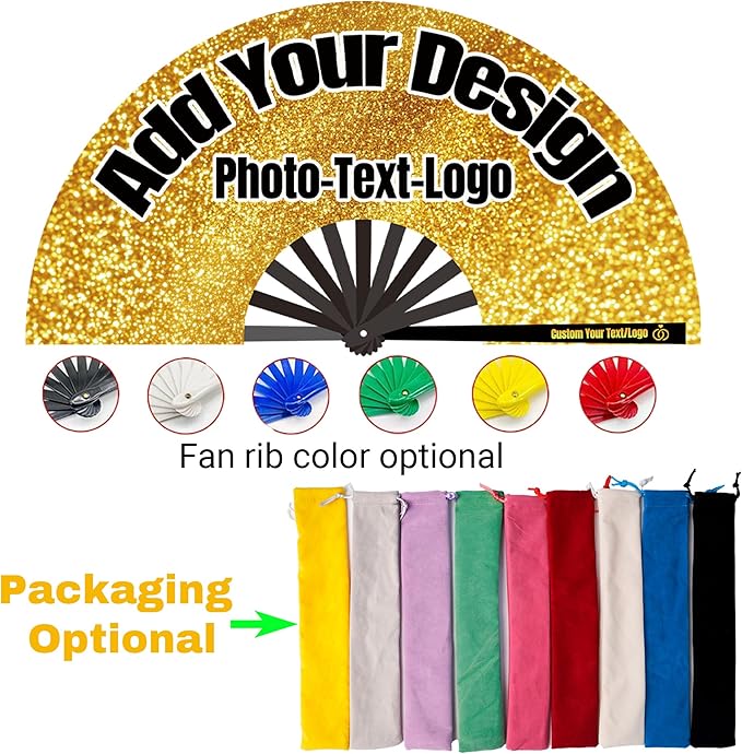 Custom Fans with Your Photo/Text - Personalized Folding Hand Fan for Line Dancing, Weddings, Parties | Decorative Gift for Women, Church Events & Dance Performances (20, 10 Inch)