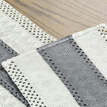 Artoid Mode Dark Grey Farmhouse Rustic Table Runner, Seasonal Holiday Hollow Kitchen Dining Table Decoration for Home Party Decor 12x36 Inch