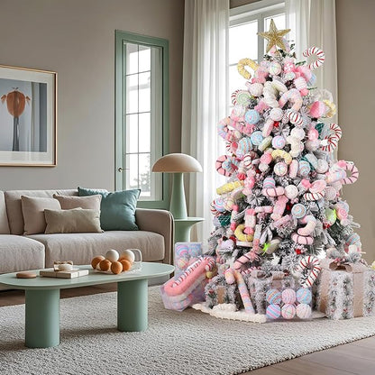LANGXUN 6pcs Gingerbread Man Candy Land 2025 Xmas Party Suppiles Decoration, Hanging Candy Cane Christmas Tree Décor, Christmas Decorative Hanging Ornaments Crafts