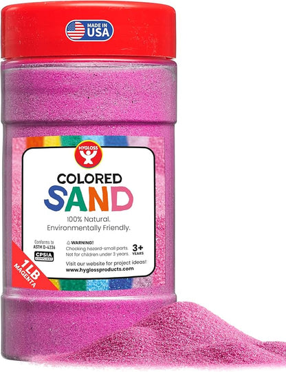 Hygloss Colored Sand for Crafts – 1 lb Bottle, Magenta – Vibrant Colorful Fine Sensory Play Sand Art Kits for Kids – Classroom Activities for Children 3 4 5 6 7 8 9 10 11 12 – Safe for Ages 3+