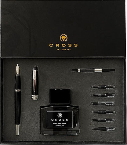 Cross Bailey Refillable Fountain Presented in a Premium Gift Box - Medium Point, Black Ink, Black