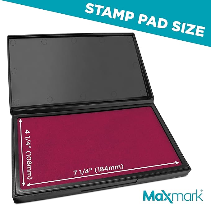 MaxMark Large Premium Magenta Purple Ink Stamp Pad - 4-1/4" by 7-1/4" - Premium Quality Felt Pad