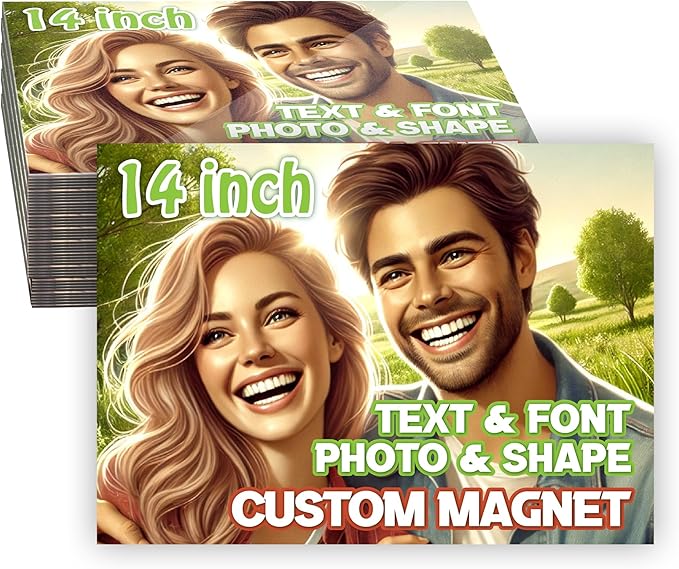 KETABAO – 14" Customizable Rectangle Magnetic Photo Frames - add Your Image to Your Refrigerator, Storage Cabinet or car Magnet