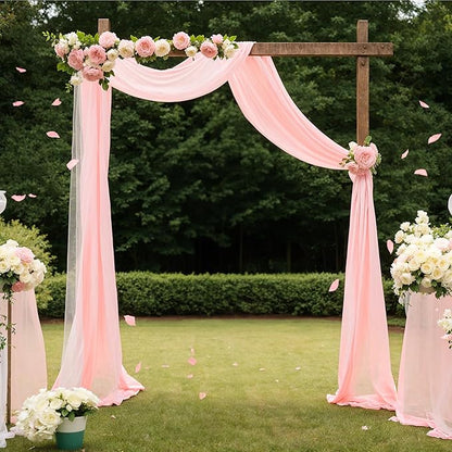 Blush Wedding Arch Draping Fabric Sheer Arch Drapes Backdrop Curtain for Ceremony Party Wedding Decor 19Ft Length x 28" Width 1 Panel
