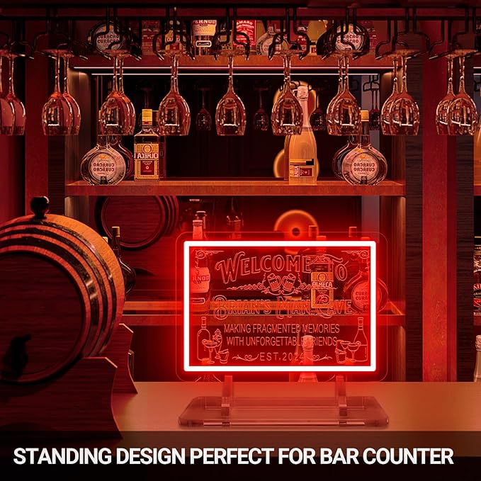 Custom Bar Neon Sign for Man Cave, Personalized LED Whiskey Cocktail Beer Signs, Customized Bar Neon Lights for Home Pub Tavern Bistro Business Wall Decor, Customizable Bar Signs for Men Dad Gifts