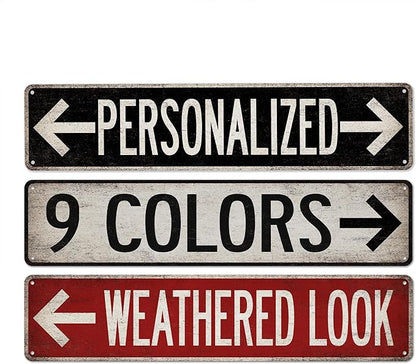 Custom Vintage Street Sign Personalized Directional Signs - Made In USA - Custom Text Personalized Gifts For Men Novelty Street Signs 104180012001