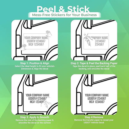 Custom USDOT Truck Decal, MC, Company Name & Registration Stickers, Vinyl Lettering Sticker for Auto Car Window, Vehicles, Doors, Trailer, Personalized, Trucking Letter Decals, Compliant 2" High
