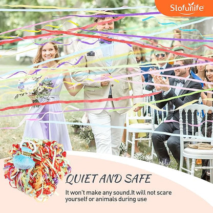 No Mess Streamers 100pack, Colorful Confetti Poppers,Hand Throw Party Poppers No Mess for Birthday, Graduation, Wedding Send Off, Engagement Party Favors（Colorful 100Pack）