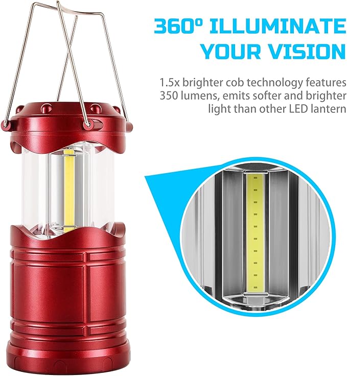 Lichamp LED Camping Lantern, 4 Pack Battery Powered Flashlight for Power Outages, Portable Collapsible Hanging Light Essential for Home, Outdoor, Emergency Lamp Survival Kit Gear for Hurricane,B4BD
