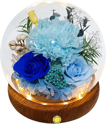 Valley of Rain & Forest Long-Lasting Real Flowers, Unique Floral Gift for You to Send Love for All Occasions, for Indoor Decoration (Light Blue Carnation, Blue Rose, Light Blue Rose)