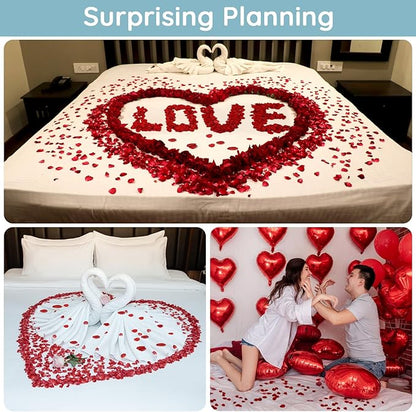 Suream 600 Pcs Flower Petals for Wedding, Red Beautiful Realistic Rose Pedals for Wedding Centerpiece Table Decorations, Flower Girl Basket, Romantic Night, Aisle Decorations for Wedding Ceremony