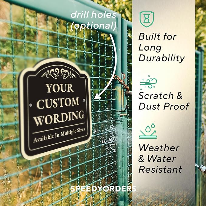 Custom Decorative Outdoor Metal Sign - Personalized Aluminum - Waterproof Driveway Sign, Black Charcoal 8x8 In