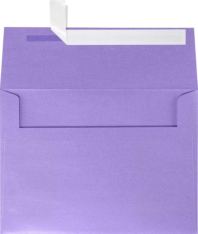 LUXPaper A7 Invitation Envelopes | Peel & Press | 5 1/4" x 7 1/4" | Amethyst Metallic | 80lb. Text | 500 Qty