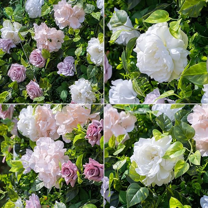 Artificial Luxury‌ Flower Wall Panels, Gorgeous 3D Silk Floral Backdrop for Wedding, Baby Show, Party and Home Decor, Quick Assembly/Storage, Eco ＆ Pet Friendly, 2 pcs, Each Panel 2 * 8 ft.