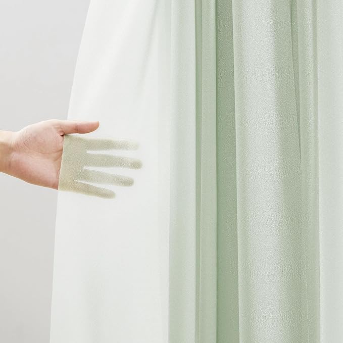 30" x 20Ft Wedding Arch Draping Fabric, 2 Panels Sage Green Sheer Curtain Drapes Extra Wide & Long Backdrop Curtains for Wedding Arch Ceremony Birthday Party Decorations