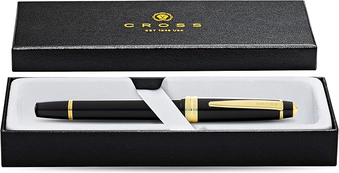 Cross Bailey Light Refillable Fountain Presented in a Everyday Gift Box - Medium Point, Black Ink, Polished Black