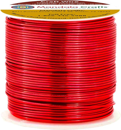 Mandala Crafts 18 Gauge Anodized Aluminum Craft Wire for Jewelry Making - 100 FT Colored Flexible Red Wire - Bendable for Bonsai Armature Crafting Sculpting