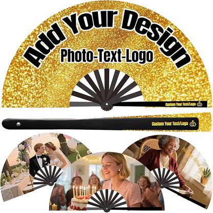 Custom Fans with Your Photo/Text - Personalized Folding Hand Fan for Line Dancing, Weddings, Parties | Decorative Gift for Women, Church Events & Dance Performances (5, 10 Inch)