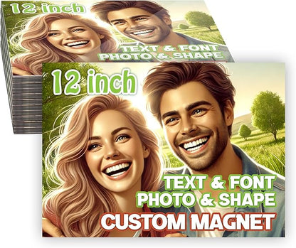 KETABAO – 12" Rectangle Magnetic Photo Magnet for Refrigerators, Storage Cabinets and Cars – Customized Gifts for Office and Home