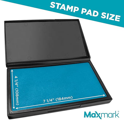 MaxMark Large Light Blue Stamp Pad - 4-1/4" by 7-1/4" - Premium Quality Felt Pad