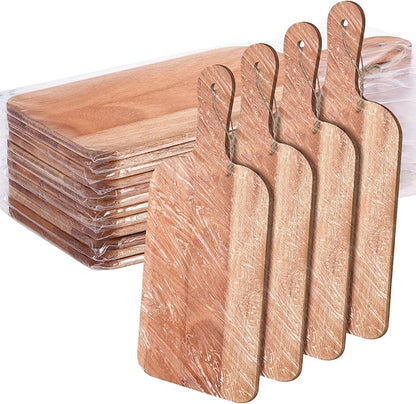 Patelai 12 Packs Wooden Cutting Board Set with Handles Large Kitchen Serving Plain Chopping Board Bulk Gifts for Mom for Vegetables Meat Pizza Cheese Fruit Bread(Walnut,15 x 7 Inch)