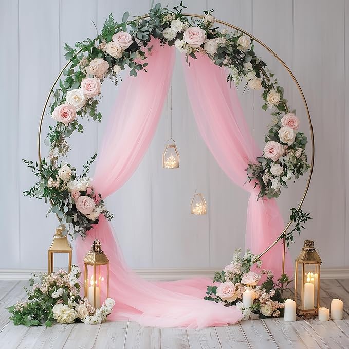 Wedding Arch Draping Fabric 6 Panels 28.7" x 20FT Blush Pink Sheer Chiffon Backdrop Drapes for Wedding Ceremony Birthday Party Bridal Shower Outdoor Decoration