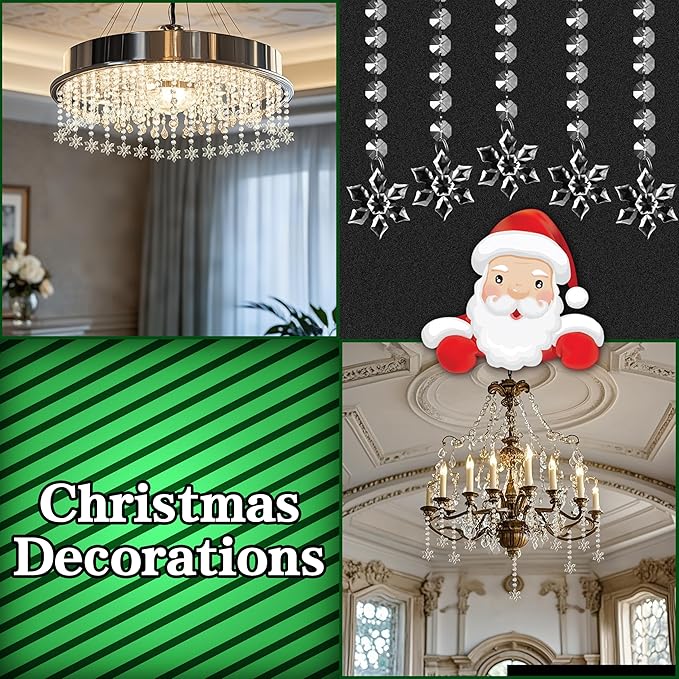 100 Pack Hanging Crystals - Clear Acrylic Prisms Pendant Ornaments for Christmas Tree, Centerpieces, Chandelier, Window & Home Decor, Ideal for Weddings, Parties Decorations (Snowflake)
