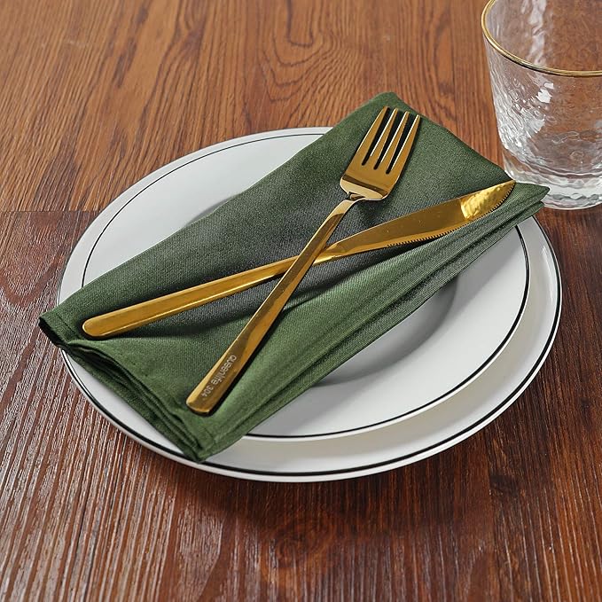 Cloth Napkins 20x20 inch Washable Polyester Dinner Napkins Soft Table Napkins for Wedding Party Dining Banquet(Willow,50PCS)