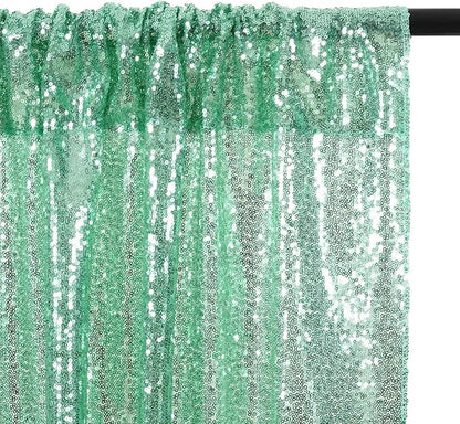 Eternal Beauty Mint Green Sequin Backdrop, 6x6 Ft Glitter Background Curtains for Shimmer Photography Party Wedding Birthday Back Drop Decor