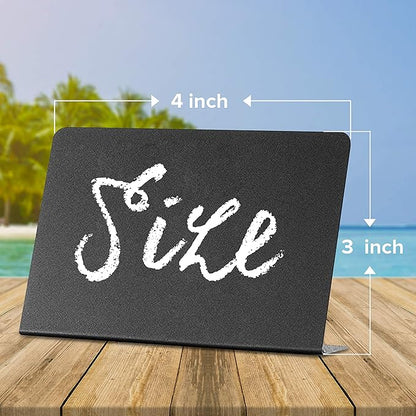10 Pack Mini Chalkboard Signs 3x4 inch – Erasable Food Signs for Buffet - Catering - Bakeries & Parties - Small Black Chalkboard Labels - Tabletop Displays & Wedding Chalk Board Name Plates