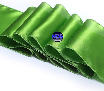 MDS Pack of 75 PCS Satin Chair Sashes Charmeuse Sateen Dining Chair Bows Ribbon Ties Back Sash for Wedding Party Birthday Home Hotel Restaurant Banquet Decoration (7 x 108 Inch, Parrot Green)