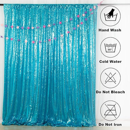 ShinyBeauty Sequin Backdrop 10x10FT Turquoise | Glitter Photo Background for Photography, Weddings, Parties, and Events | Elegant and Sparkly Aqua Shimmer Curtain