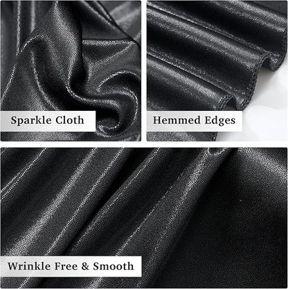 10x10 ft Black Sequin Backdrop Curtain Panels for Parties, Wrinkle Free Glitter Photo Backdrop Drapes 2 Panels 5x10FT Back Drop Cloth Shiny Fabric for Wedding Birthday Christmas Photography Background