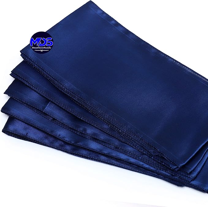 MDS Pack of 25 PCS Satin Chair Sashes Charmeuse Sateen Dining Chair Bows Ribbon Ties Back Sash for Wedding Party Birthday Home Hotel Restaurant Banquet Decoration (7 x 108 Inch, Navy Blue)