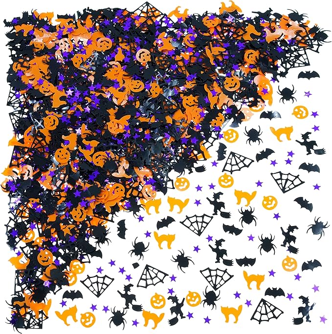Halloween Party Table Scatter - Pumpkin Spider Webs Foil Metallic Sequins Confetti Trick or Treat Party Sprinkles Decorations, 60g