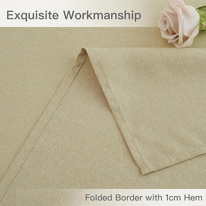 maxmill Rectangle Linen Texture Tablecloth Stain Proof Waterproof Wrinkle Free Washable Dining Table Cloth Wipeable Fabric Table Cover for Dining Room Farmhouse Tablecloths, 60 x 120 Inch, Beige