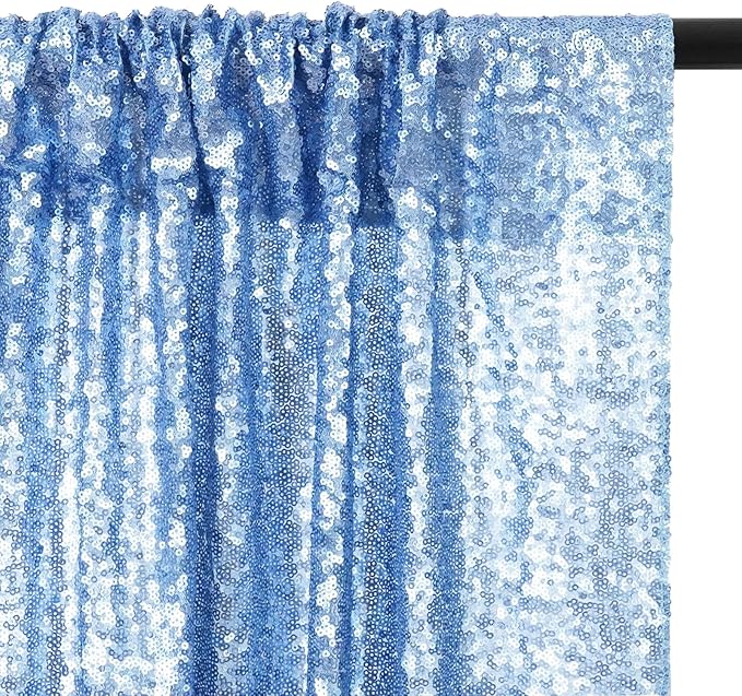 Eternal Beauty Baby Blue Sequin Backdrop, 6x8 Ft Glitter Background Curtains for Shimmer Photography Party Wedding Birthday Back Drop Decor