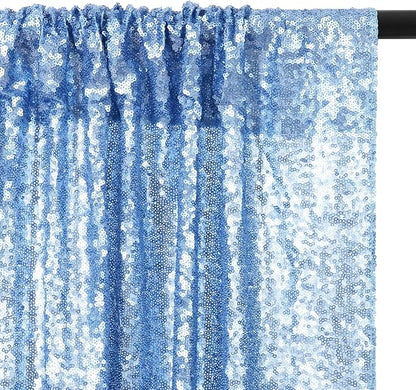 Eternal Beauty Sequin Backdrop Curtains, 2x8 Ft-2 Panels Baby Blue Back Drop for Shimmer Photography Party Wedding Birthday Decor